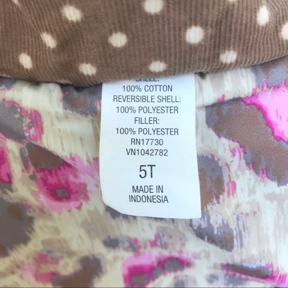 OshKosh Kids Pink Tan Cheetah & White Polka Dot Kids Reversible Corduroy Vest - Picture 6 of 7